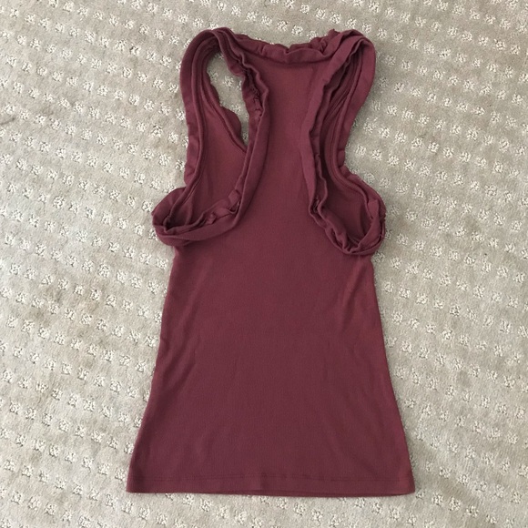 Brand New Robert Rodriguez Wine Racerback Ruffle Rib Knit Tank Top - Picture 5 of 5